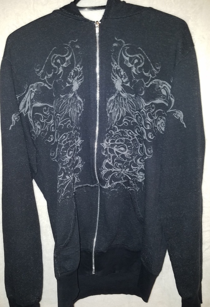 Black Hearts Brigade Printed Zip Up Hoodie Mens XL